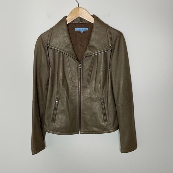 Antonio Melani Leather Jacket quiet luxury metallic timeless - Picture 1 of 14